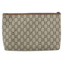 GUCCI GG Plus Supreme Clutch Bag PVC Beige Auth 156830-3