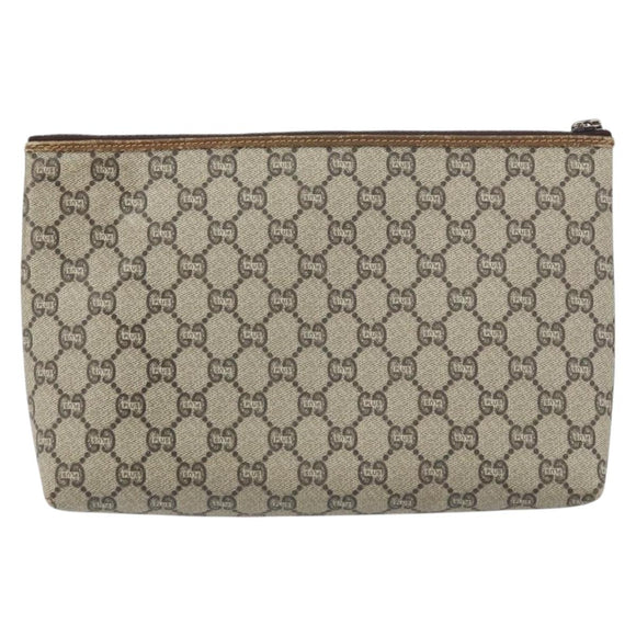 GUCCI GG Plus Supreme Clutch Bag PVC Beige Auth 156830