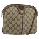 GUCCI GG Supreme Web Sherry Line Bag PVC Beige Gold 904 02 047 Auth 156831-1