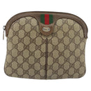 GUCCI GG Supreme Web Sherry Line Bag PVC Beige Gold 904 02 047 Auth 156831-2