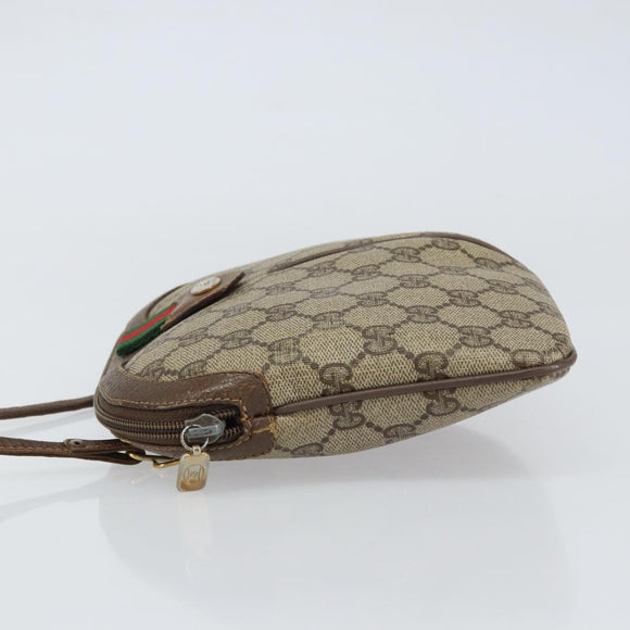 GUCCI GG Supreme Web Sherry Line Bag PVC Beige Gold 904 02 047 Auth 156831