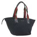 GUCCI GG Canvas Web Sherry Line Hand Bag Black Red Green Auth 156833-1