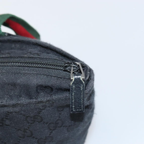 GUCCI GG Canvas Web Sherry Line Hand Bag Black Red Green Auth 156833