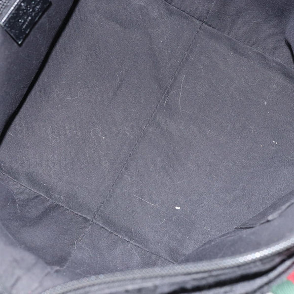 GUCCI GG Canvas Web Sherry Line Hand Bag Black Red Green Auth 156833