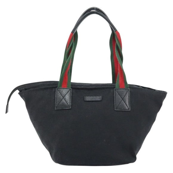 GUCCI GG Canvas Web Sherry Line Hand Bag Black Red Green Auth 156833