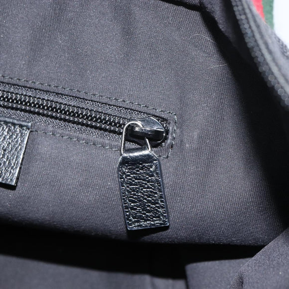 GUCCI GG Canvas Web Sherry Line Hand Bag Black Red Green Auth 156833