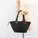 GUCCI GG Canvas Web Sherry Line Hand Bag Black Red Green Auth 156833-23