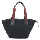 GUCCI GG Canvas Web Sherry Line Hand Bag Black Red Green Auth 156833-3