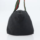 GUCCI GG Canvas Web Sherry Line Hand Bag Black Red Green Auth 156833-5