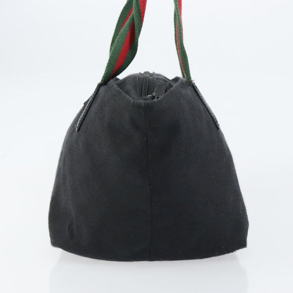 GUCCI GG Canvas Web Sherry Line Hand Bag Black Red Green Auth 156833