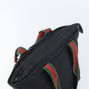 GUCCI GG Canvas Web Sherry Line Hand Bag Black Red Green Auth 156833-6