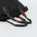 GUCCI GG Canvas Web Sherry Line Hand Bag Black Red Green Auth 156833-7