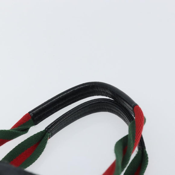 GUCCI GG Canvas Web Sherry Line Hand Bag Black Red Green Auth 156833