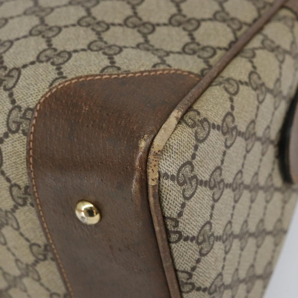 GUCCI GG Supreme Boston Bag PVC Beige Gold Auth 156838