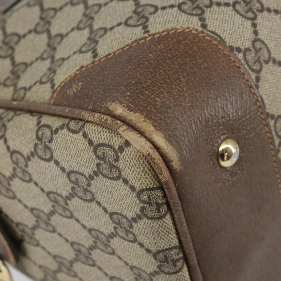 GUCCI GG Supreme Boston Bag PVC Beige Gold Auth 156838