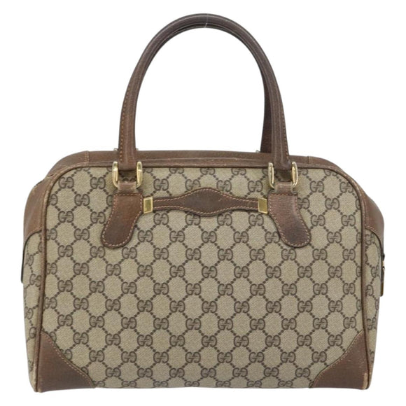 GUCCI GG Supreme Boston Bag PVC Beige Gold Auth 156838