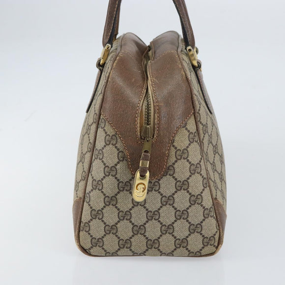 GUCCI GG Supreme Boston Bag PVC Beige Gold Auth 156838