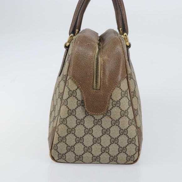 GUCCI GG Supreme Boston Bag PVC Beige Gold Auth 156838