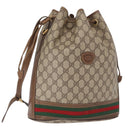 GUCCI GG Supreme Web Sherry Line Bag PVC Beige Gold 001 41 0850 Auth 156839-1