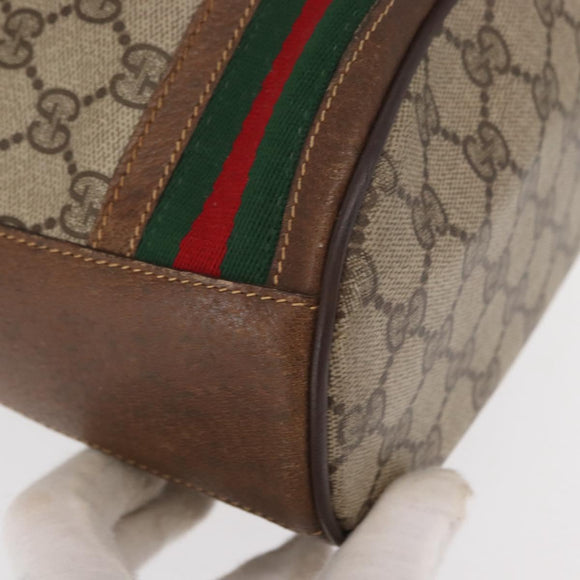 GUCCI GG Supreme Web Sherry Line Bag PVC Beige Gold 001 41 0850 Auth 156839