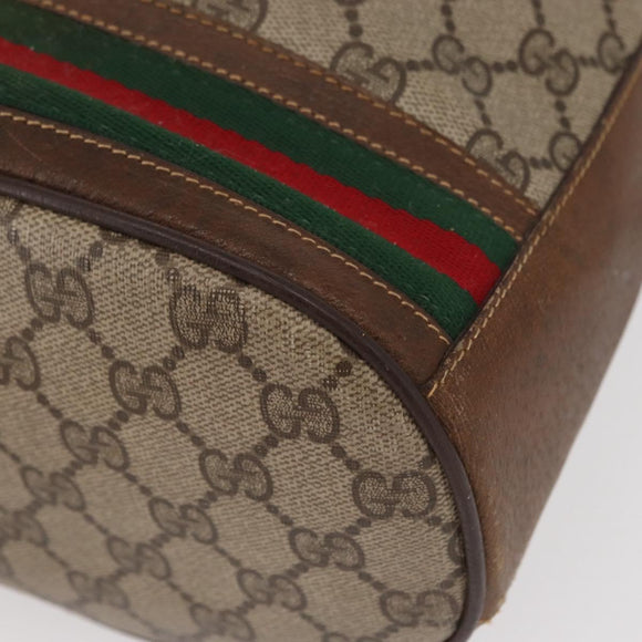 GUCCI GG Supreme Web Sherry Line Bag PVC Beige Gold 001 41 0850 Auth 156839