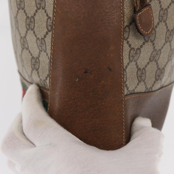 GUCCI GG Supreme Web Sherry Line Bag PVC Beige Gold 001 41 0850 Auth 156839
