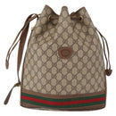 GUCCI GG Supreme Web Sherry Line Bag PVC Beige Gold 001 41 0850 Auth 156839-13