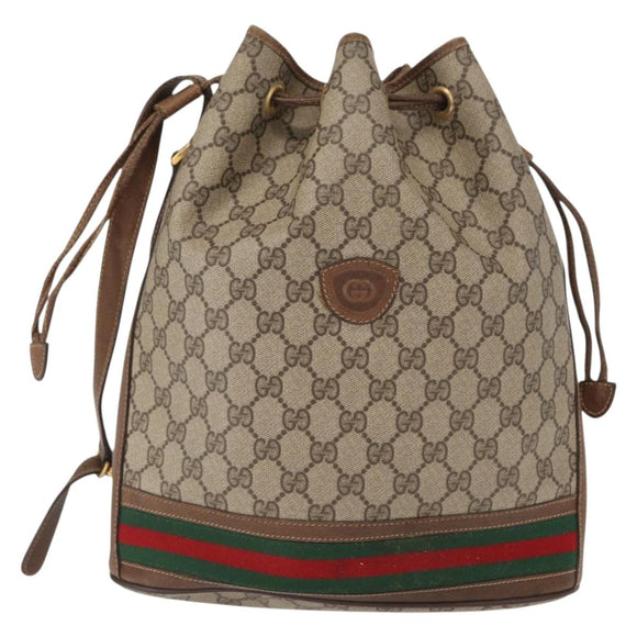 GUCCI GG Supreme Web Sherry Line Bag PVC Beige Gold 001 41 0850 Auth 156839