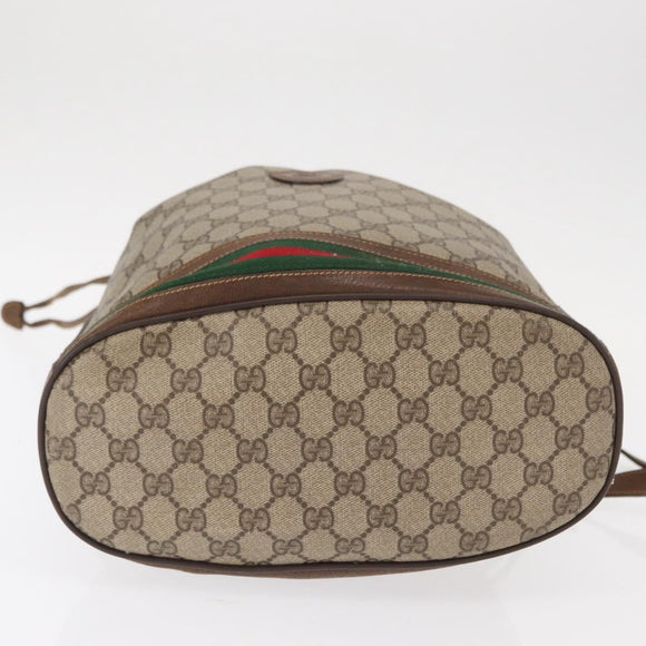 GUCCI GG Supreme Web Sherry Line Bag PVC Beige Gold 001 41 0850 Auth 156839