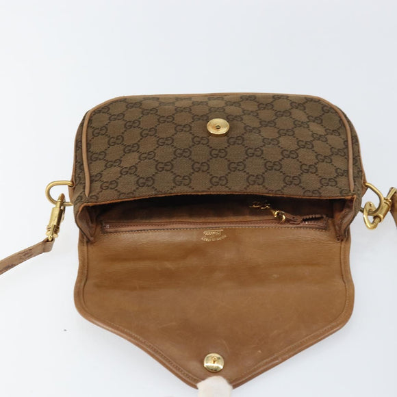 GUCCI GG Canvas Shoulder Bag Beige Gold Auth 156840