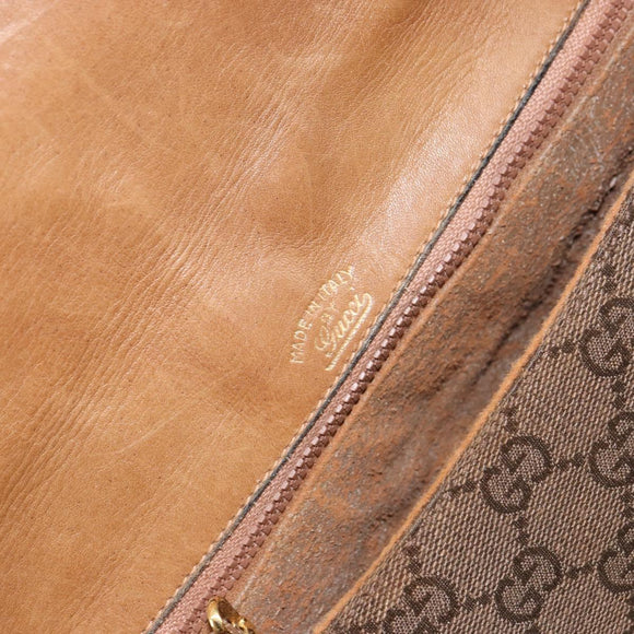 GUCCI GG Canvas Shoulder Bag Beige Gold Auth 156840