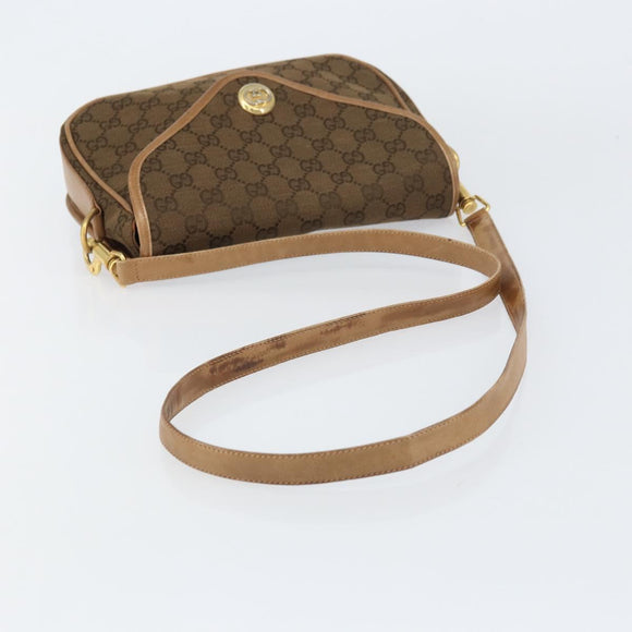GUCCI GG Canvas Shoulder Bag Beige Gold Auth 156840