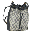 GUCCI GG Supreme Sherry Line Shoulder Bag PVC Navy Gold 41 02 034 Auth 156842-1