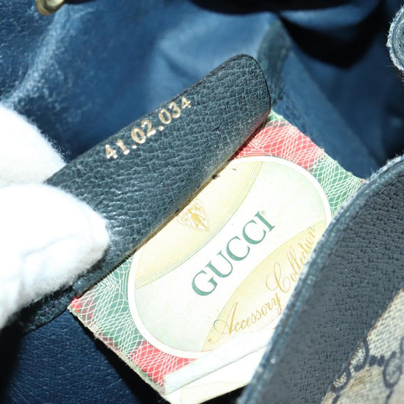 GUCCI GG Supreme Sherry Line Shoulder Bag PVC Navy Gold 41 02 034 Auth 156842