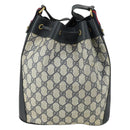 GUCCI GG Supreme Sherry Line Shoulder Bag PVC Navy Gold 41 02 034 Auth 156842-3