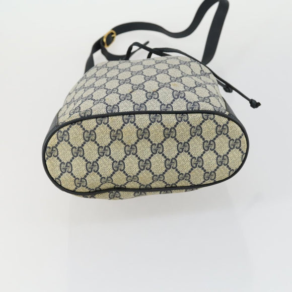 GUCCI GG Supreme Sherry Line Shoulder Bag PVC Navy Gold 41 02 034 Auth 156842