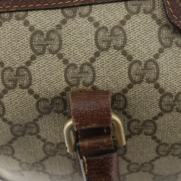 GUCCI GG Supreme Boston Bag PVC Beige Gold Auth 156843