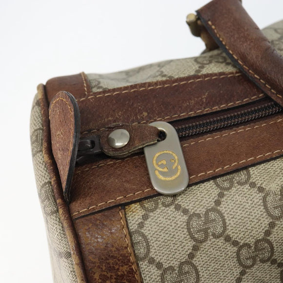 GUCCI GG Supreme Boston Bag PVC Beige Gold Auth 156843