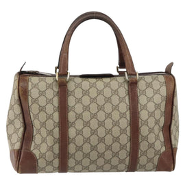 GUCCI GG Supreme Boston Bag PVC Beige Gold Auth 156843 - 0