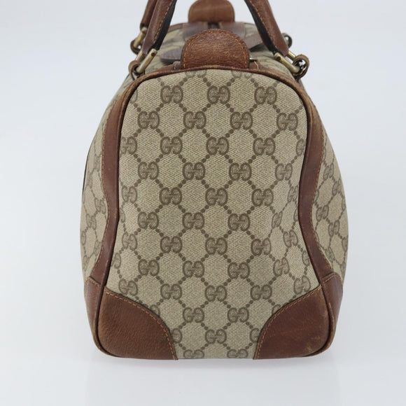 GUCCI GG Supreme Boston Bag PVC Beige Gold Auth 156843