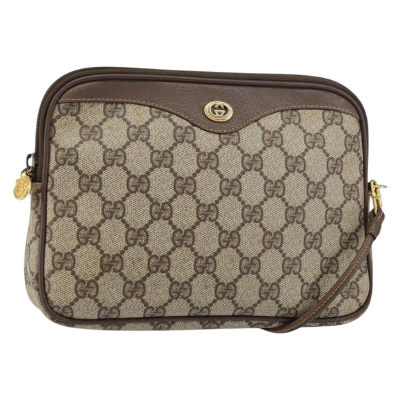 GUCCI GG Supreme Shoulder Bag PVC Beige Gold 97 02 068 Auth 156844
