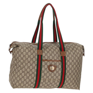 GUCCI GG Plus Supreme Web Sherry Line Tote Bag PVC Beige Red Auth 156845