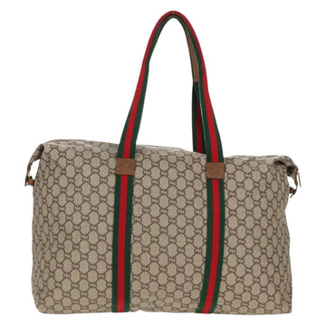 GUCCI GG Plus Supreme Web Sherry Line Tote Bag PVC Beige Red Auth 156845 - 0