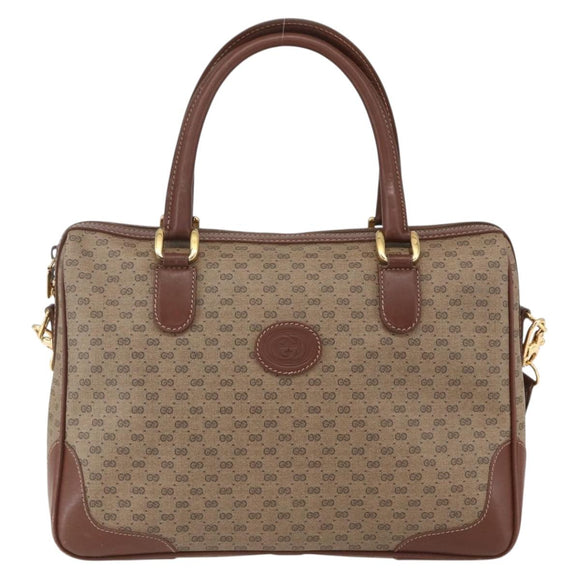 GUCCI Micro GG Supreme Boston Bag PVC 2way Beige Gold 002 122 0033 Auth 156846