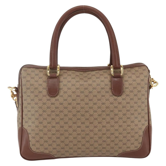 GUCCI Micro GG Supreme Boston Bag PVC 2way Beige Gold 002 122 0033 Auth 156846