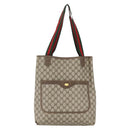 GUCCI GG Supreme Web Sherry Line Tote Bag PVC Beige Red 39 02 003 Auth 156848-2