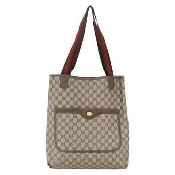 GUCCI GG Supreme Web Sherry Line Tote Bag PVC Beige Red 39 02 003 Auth 156848 - 0