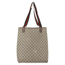 GUCCI GG Supreme Web Sherry Line Tote Bag PVC Beige Red 39 02 003 Auth 156848-3