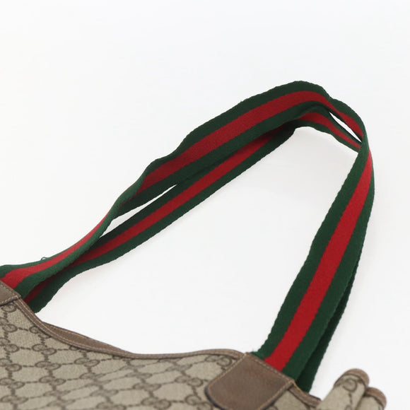GUCCI GG Supreme Web Sherry Line Tote Bag PVC Beige Red 39 02 003 Auth 156848