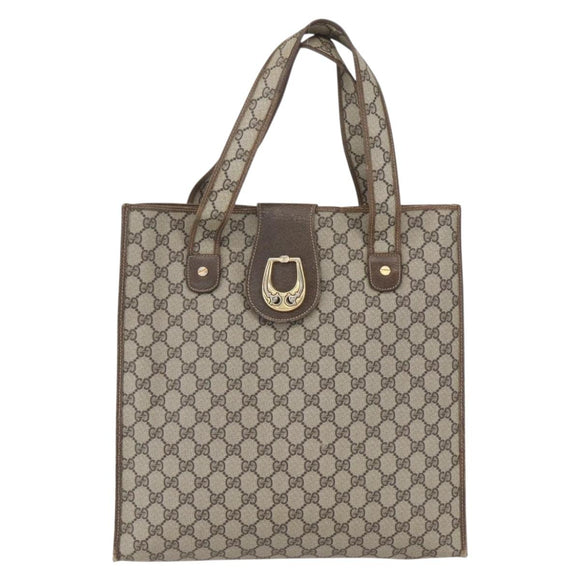 GUCCI GG Supreme Tote Bag PVC Beige Auth 156849